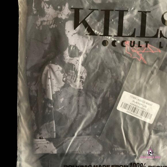 NWT Killstar Tomb Lagoon Skull Print Two-Piece Bikini Swimsuit Plus Size 4XL - Picture 8 of 10